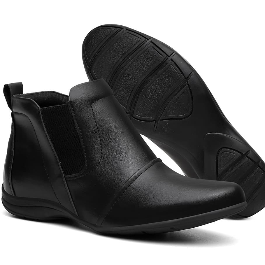 Bota Feminina Botinha Cano Curto Baixo Coturno Feminino Elástico