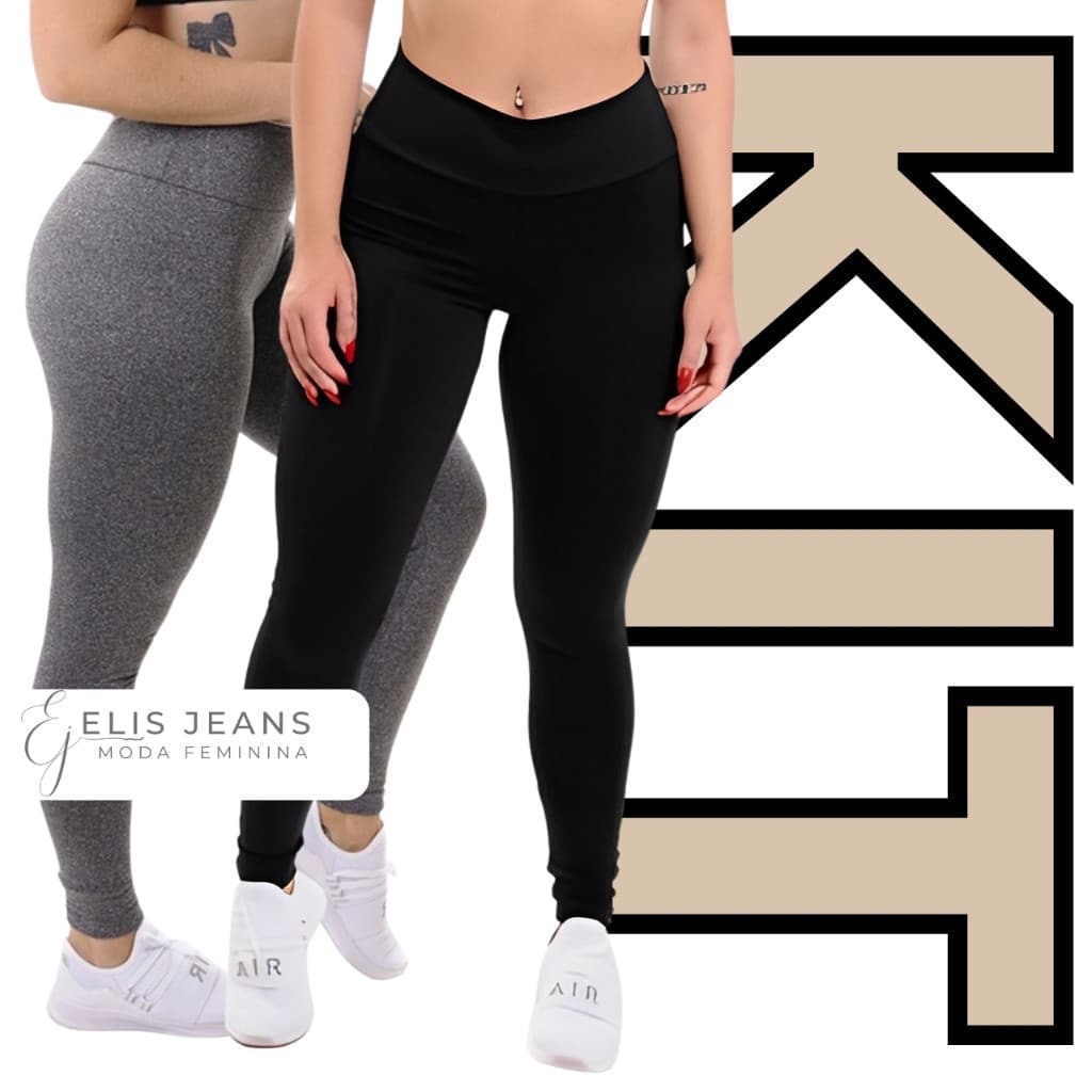 Kit 2 Calças Legging Cintura Alta Feminina Leg Grossa Zero Transparência