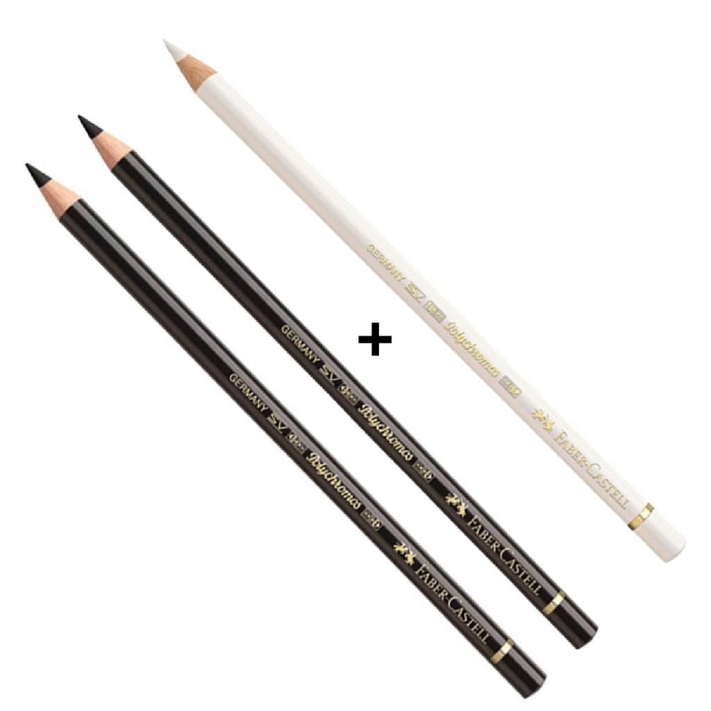 Lápis De Cor Faber-castell Polychromos KIt 101 Branco + 2 x 199 Preto