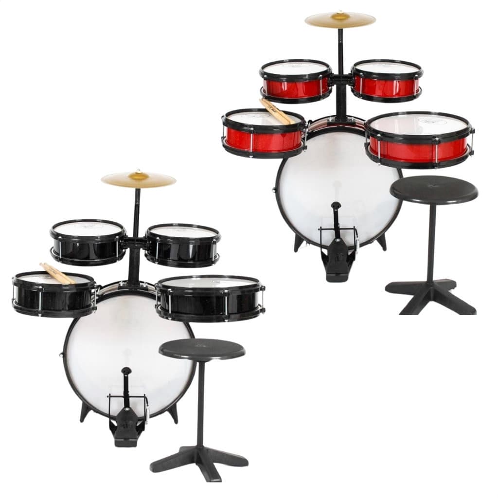 Bateria Acústica Infantil Preta Rock Baby Profissional Mdf 72 Cm