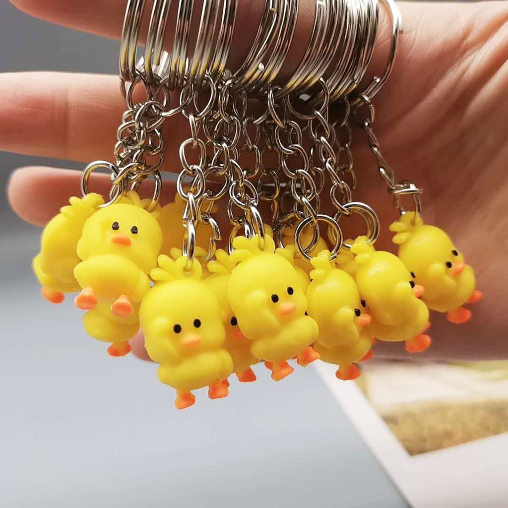 Chaveiro De Pato Amarelo De Desenho Animado Pingente Pequeno Presente