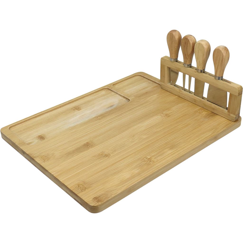 Jg 4 Peças P/ Queijo Home&Co com Tabua para Cortar Divisoria Bambu Natural