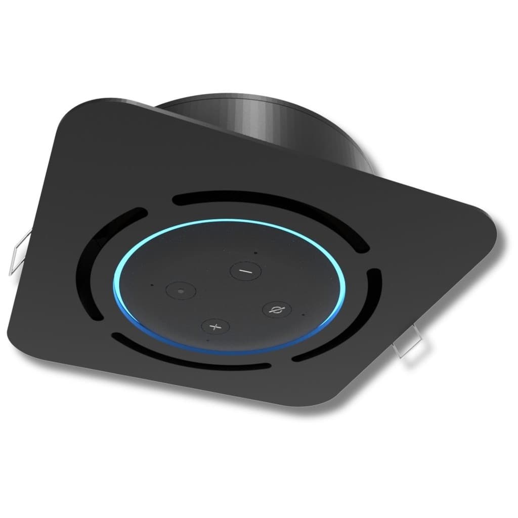 Suporte Quadrado De Embutir Para Alexa Echo Dot 3 Teto Preto