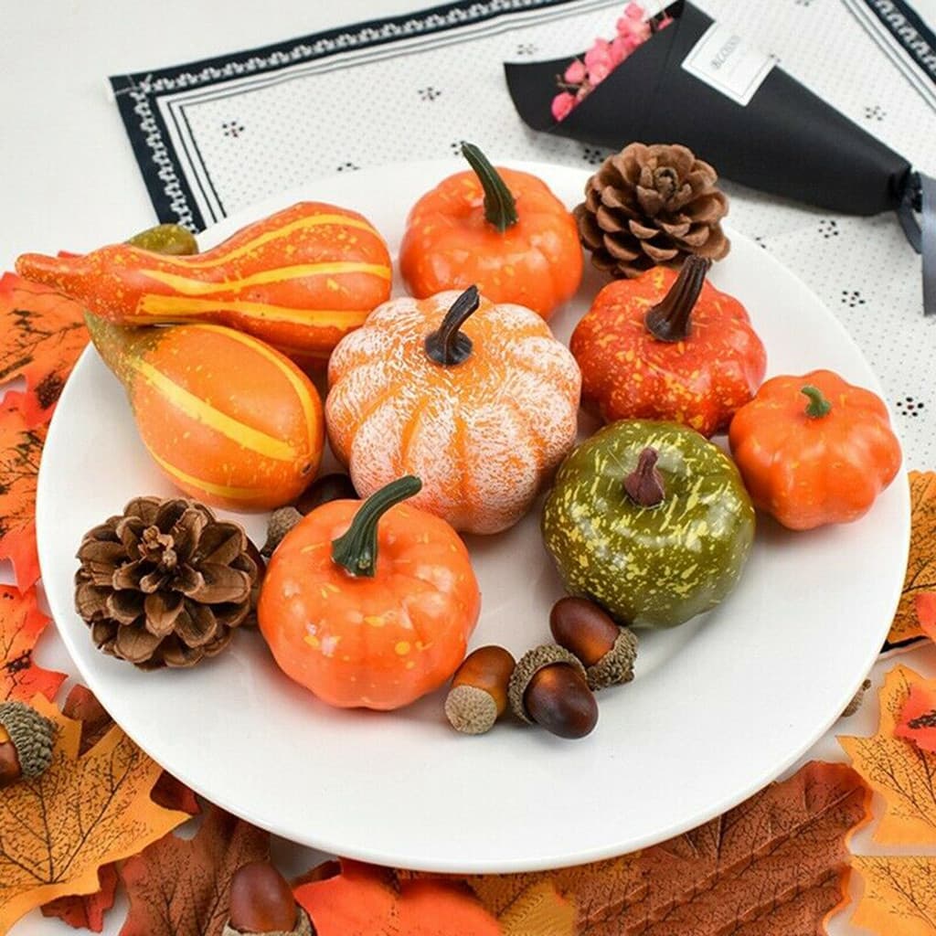 50 Pçs Artificial Abóbora Maple Leaf Pinhas Decoração De Halloween Para Casa Natal Ação De Graças Mesa Peça Central Ornamento