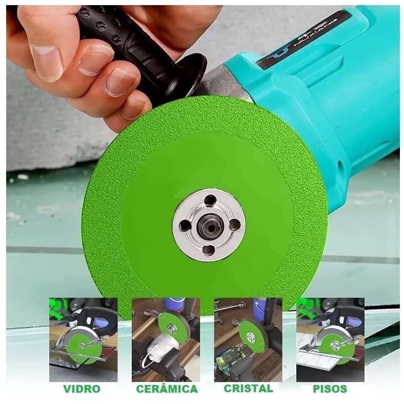 Disco corte de vidro Diâmetro 115 mm x Furo 22mm com anel redutor para 15mm espessura 1mm vidraceiro