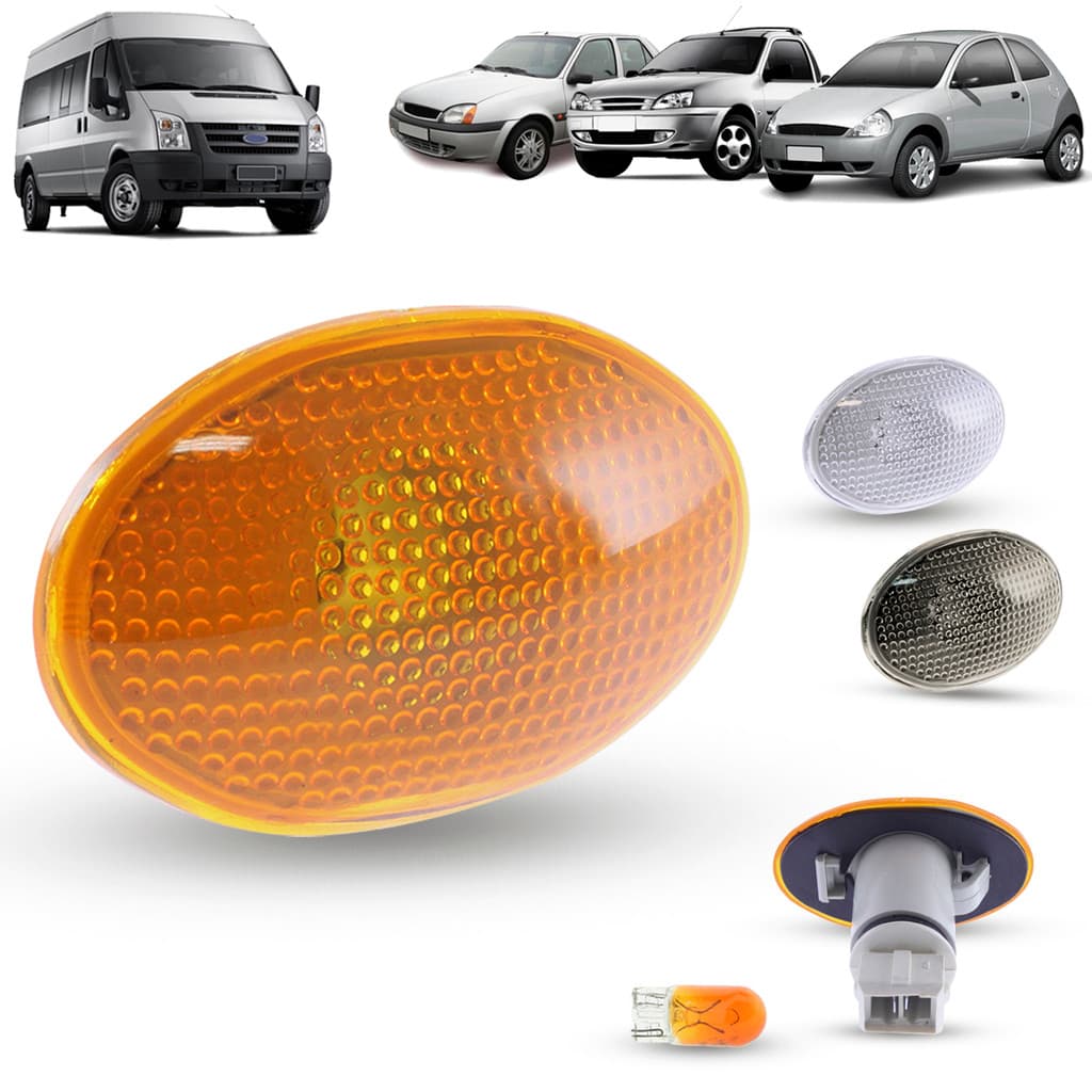 Lanterna Pisca Seta Lateral + Soquete e Lâmpada Ford Ka 1997 a 2006 Fiesta 1996 a 2002 Courier 1997 a 2013 Transit