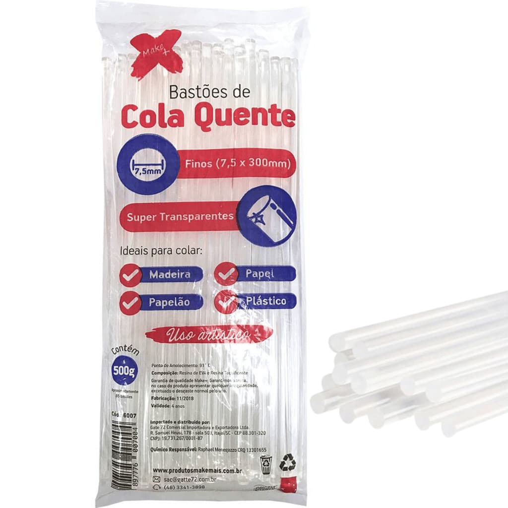 Refil de cola quente fina, 500g, Make+