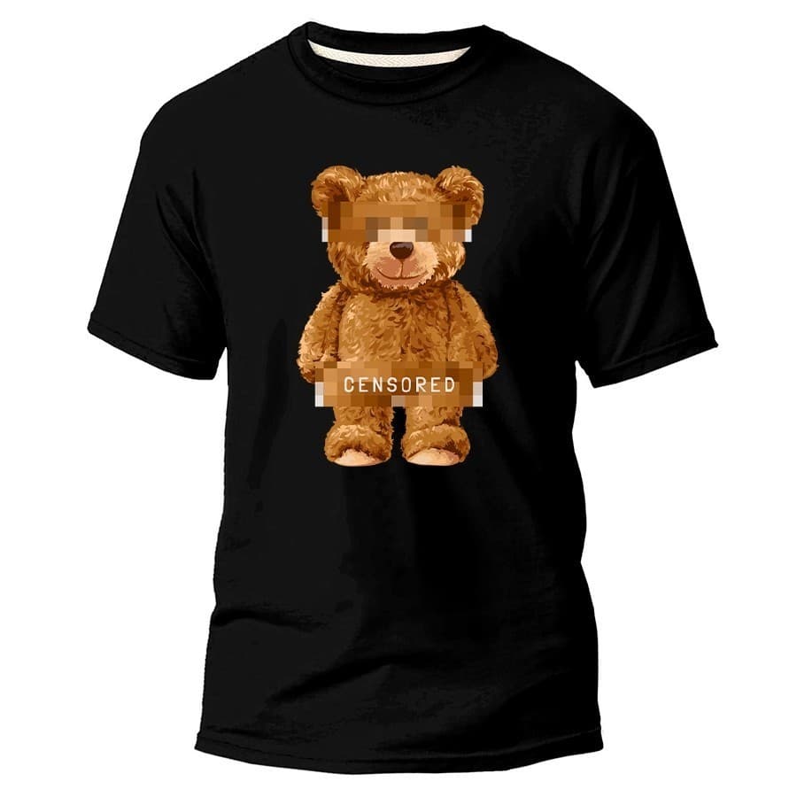 Camisa Camiseta Urso Fofo Censored Estampada Algodão Lisa Academia Casual Unissex Trabalho Original