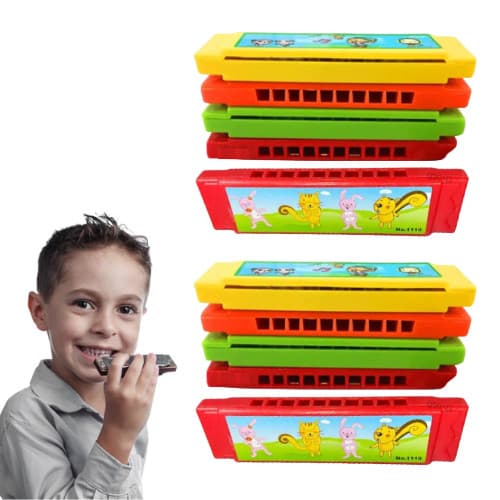 Kit 10 Gaita Infantil Iniciantes Brinquedo Sopro Educacional Prenda Desenho Boca Instrumento Musical