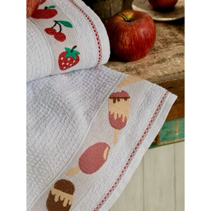Kit Pano de Copa Jacquard Atoalhado Felpudo 45x74cm Pano de Prato