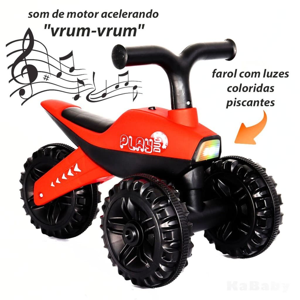 Moto De Equilíbrio Triciclo Infantil Luz Som 3 Rodas Kababy