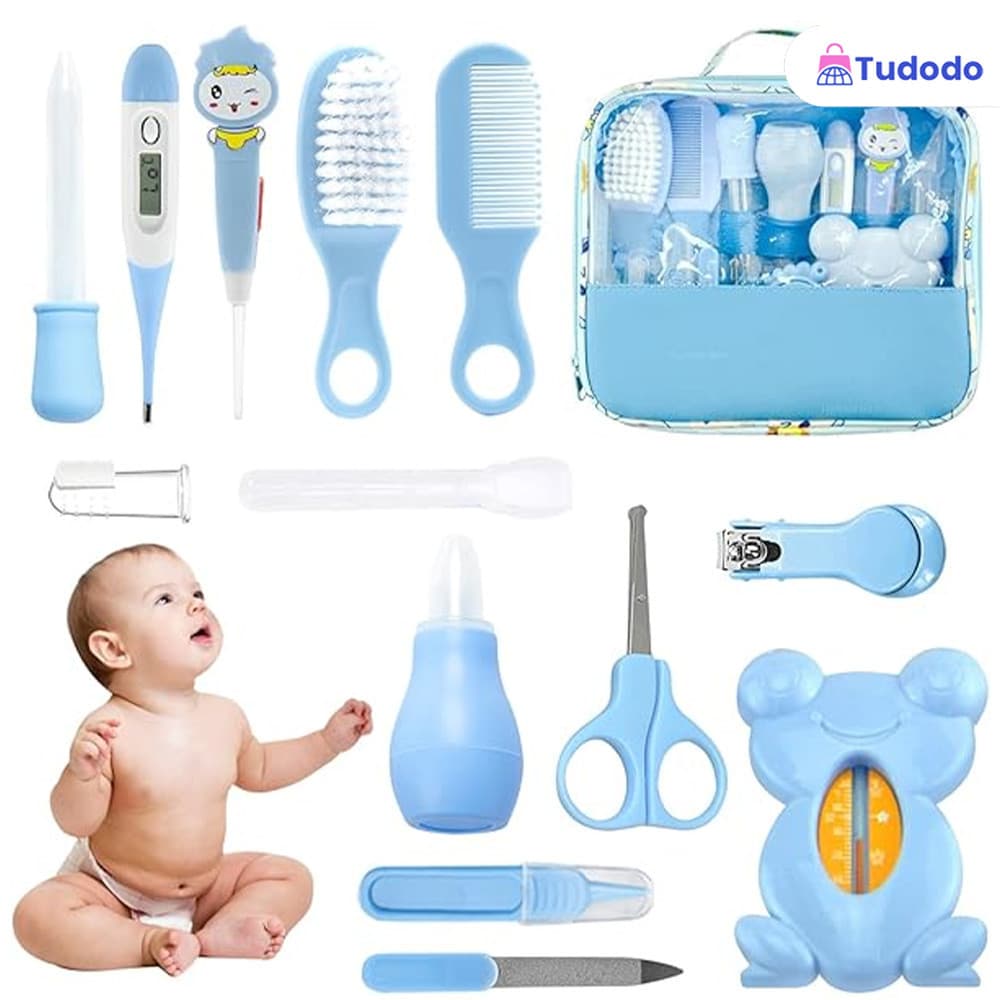 Kit de Higiene para Recém-Nascidos: 13 Peças + Kit de Unhas com 5 Peças