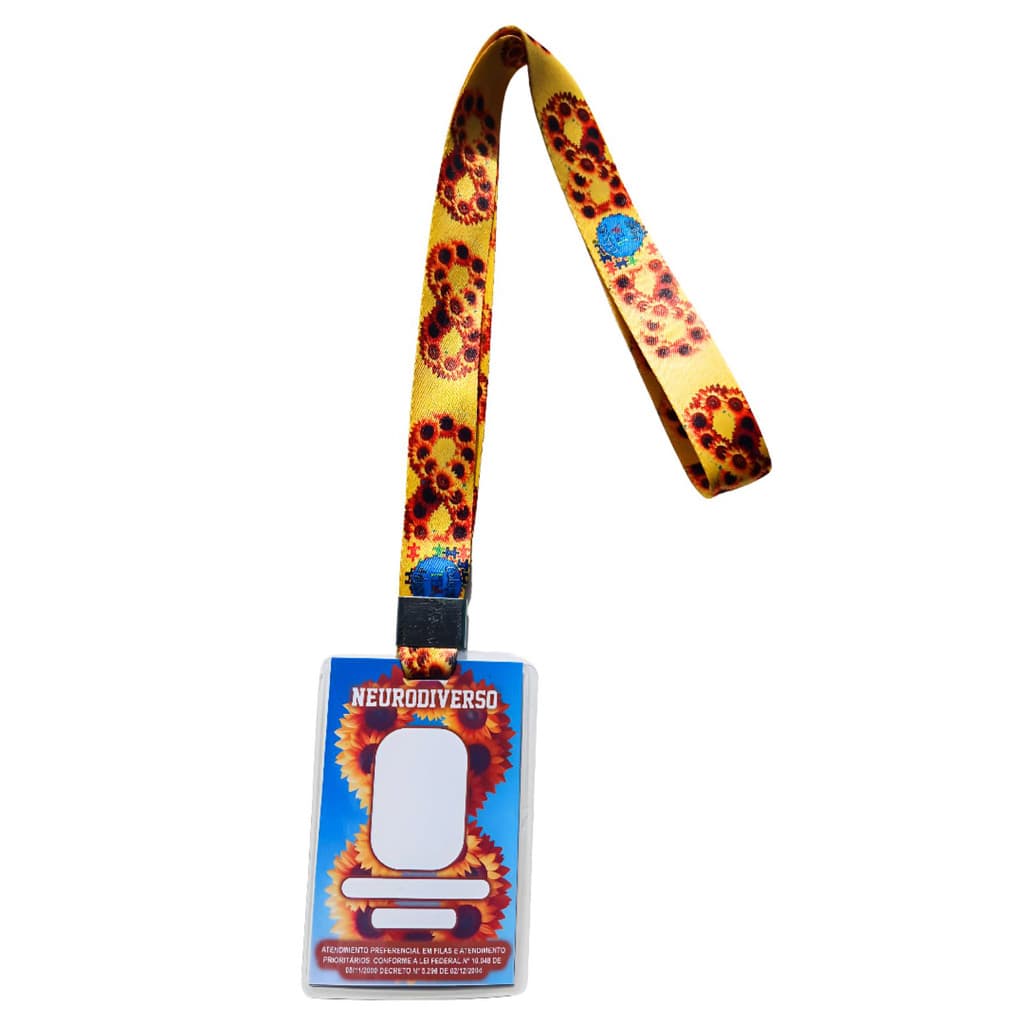 Kit identificação para Atipicos e Autistas crachá personalizado + cordão para cracha