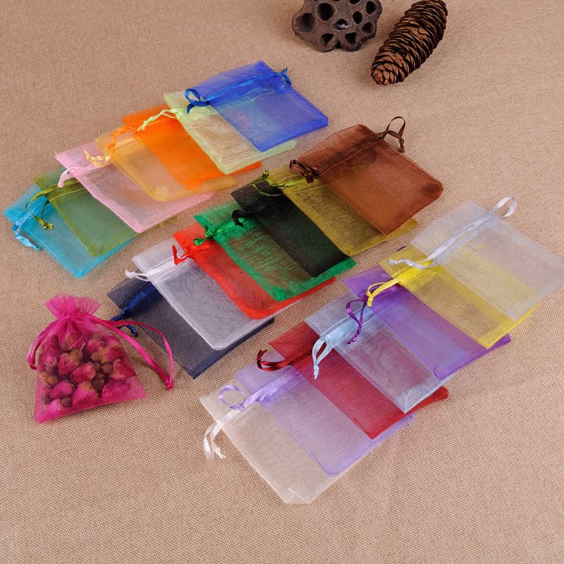 Zerong 50Pcs 7x9cm 9x12cm 11x16cm 13x18cm Saco de Presente de Organza Doze Embalagens de Festa