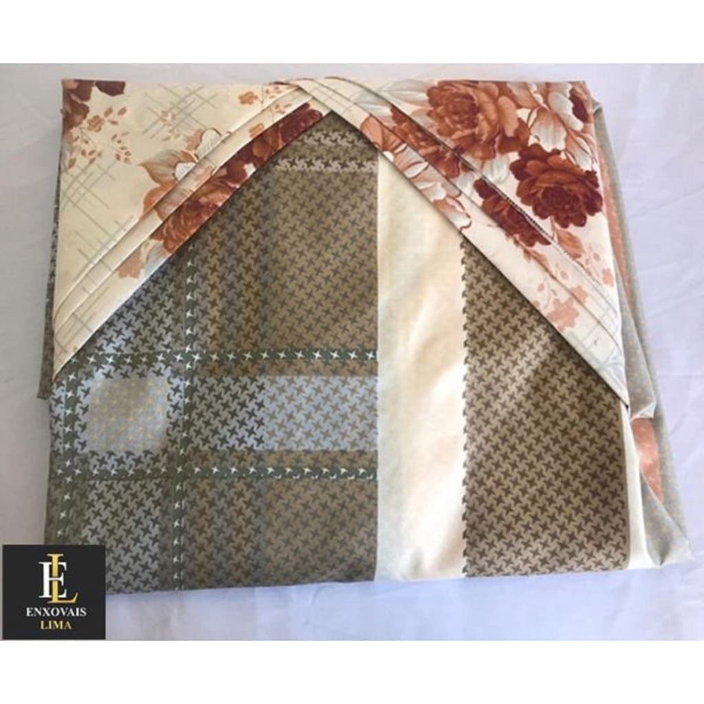 Jogo De Cama Casal BOX 3 Peças 100% Poliéster estampado 1 Lençol com Elastico E 2 Fronhas com bainha