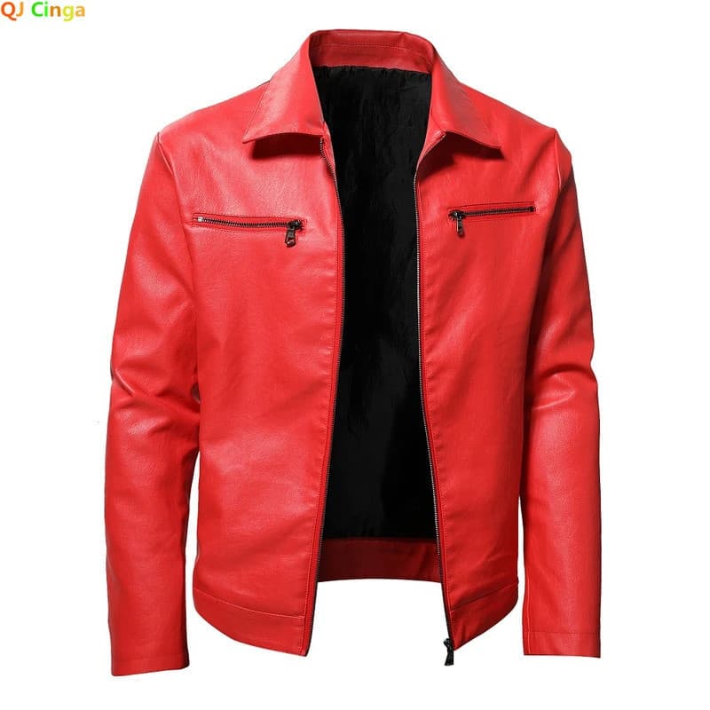 Colwao Masculino Vermelho Jaqueta De Motocicleta Primavera Outono Falso Couro Do Plutônio Casual Motociclista Casaco Com