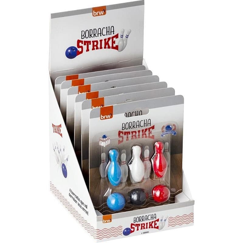 Borracha Decorada Strike Formato Boliche Display com 6 Unidades
