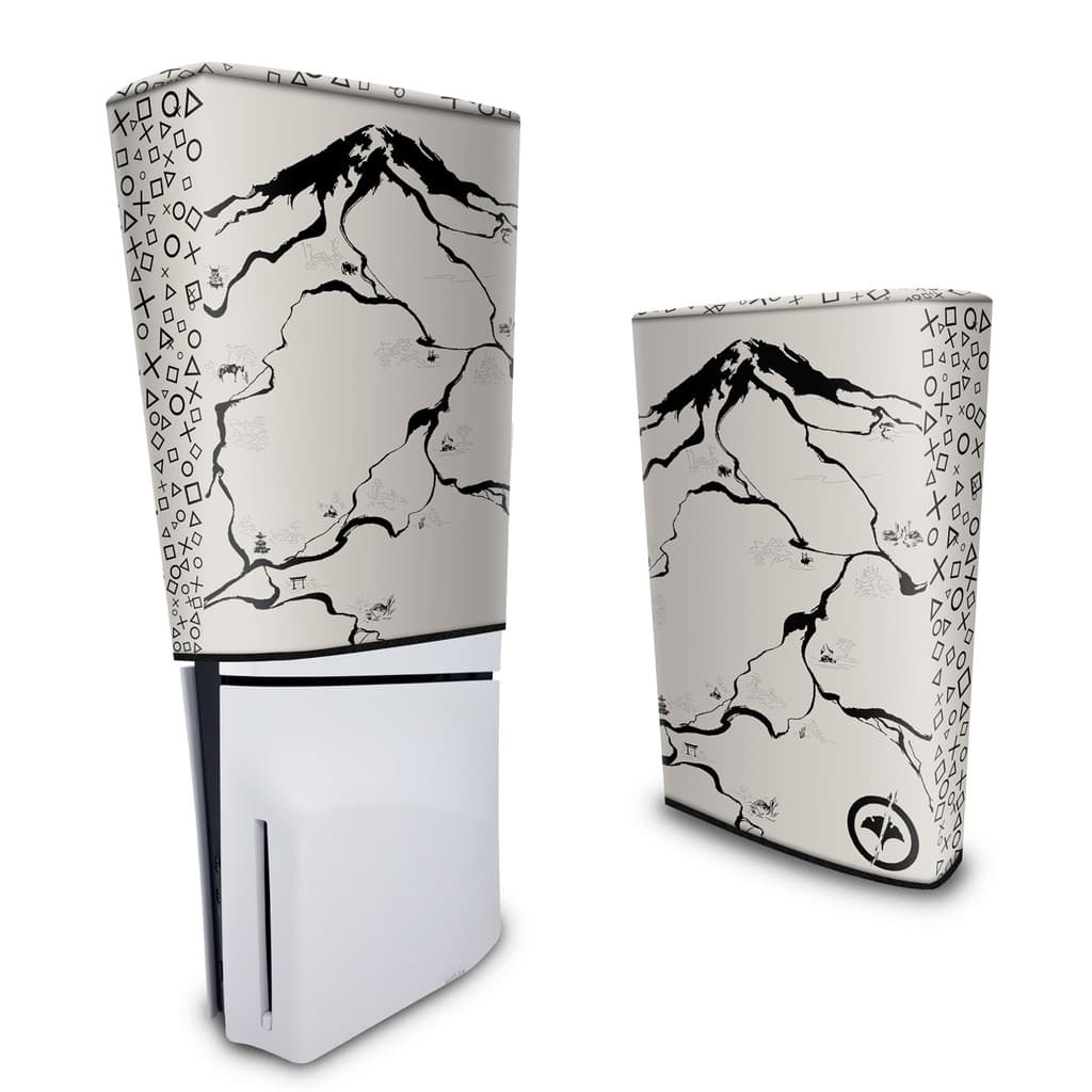 Capa PS5 Slim Vertical Anti Poeira - Ghost Of Yotei