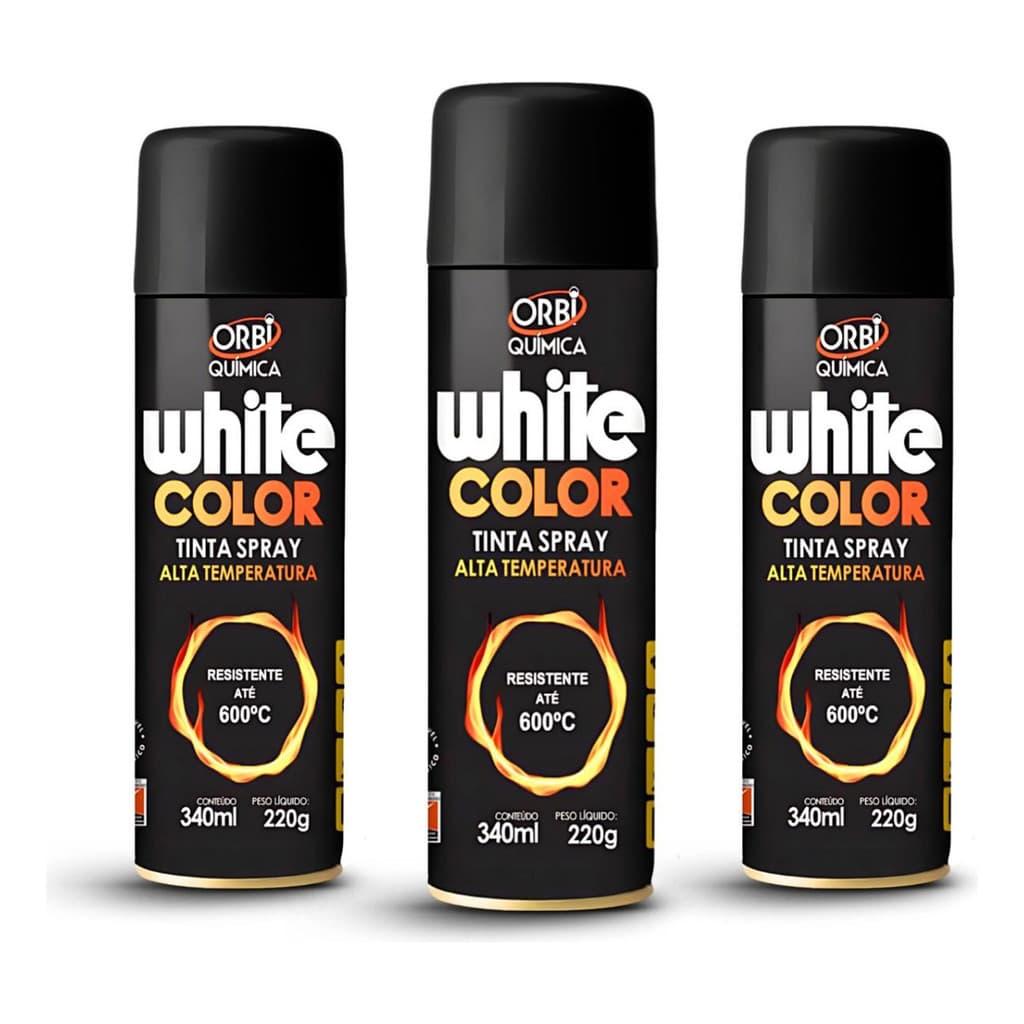 Kit 3 Tintas Spray Alta Temperatura 600c 340ml Orbi Escape