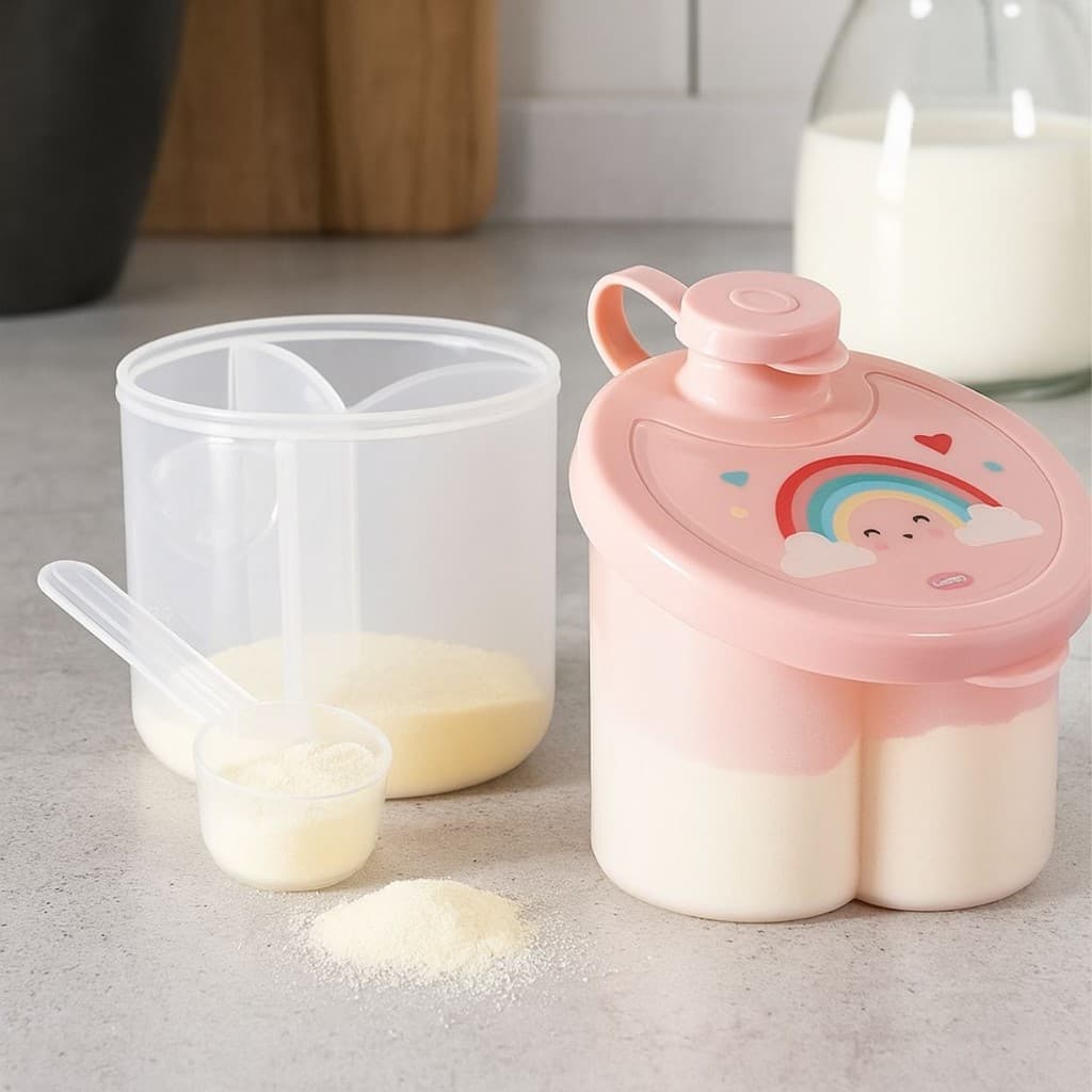POTE DOSADOR LEITE EM PO PARA ARMAZENAR 3 DIVISORIA 100ML CD GIRATORIA MAMADEIRA