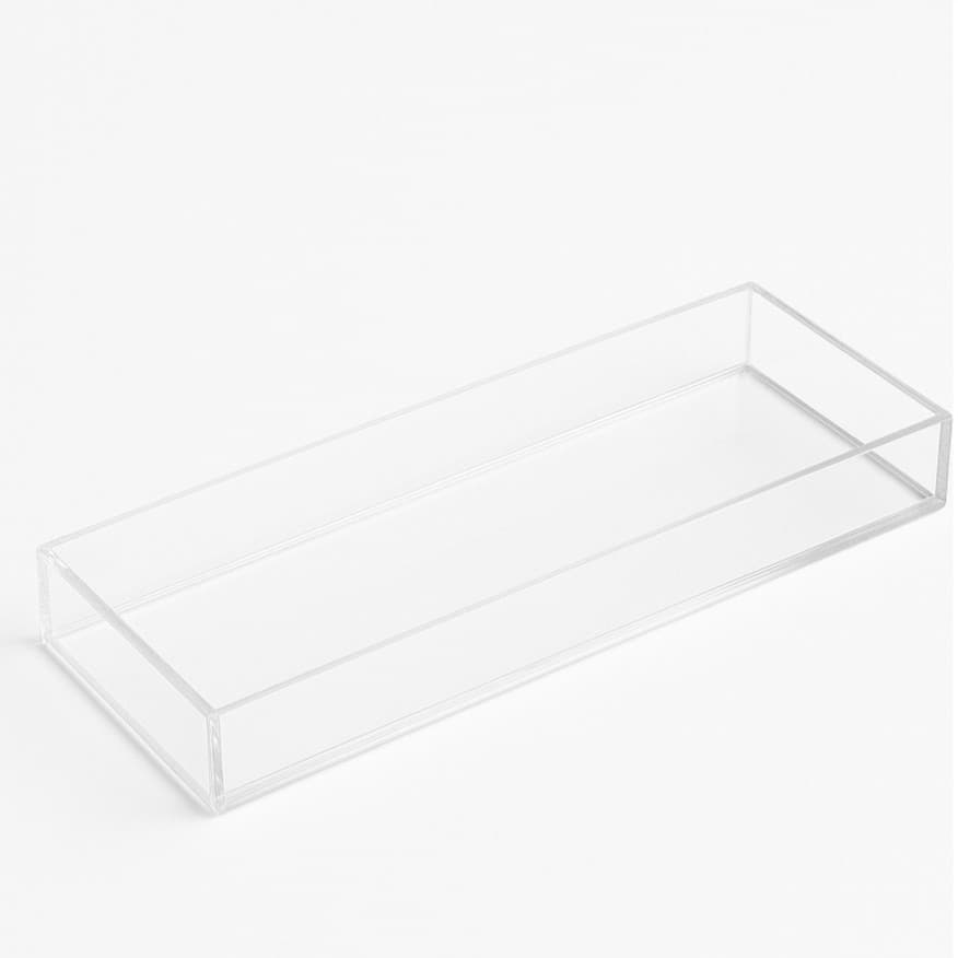 Bandeja Acrílico Cristal 32 x 13,5 x 4cm Organiza Decoração Enfeite Casa Multiuso Sala Estar