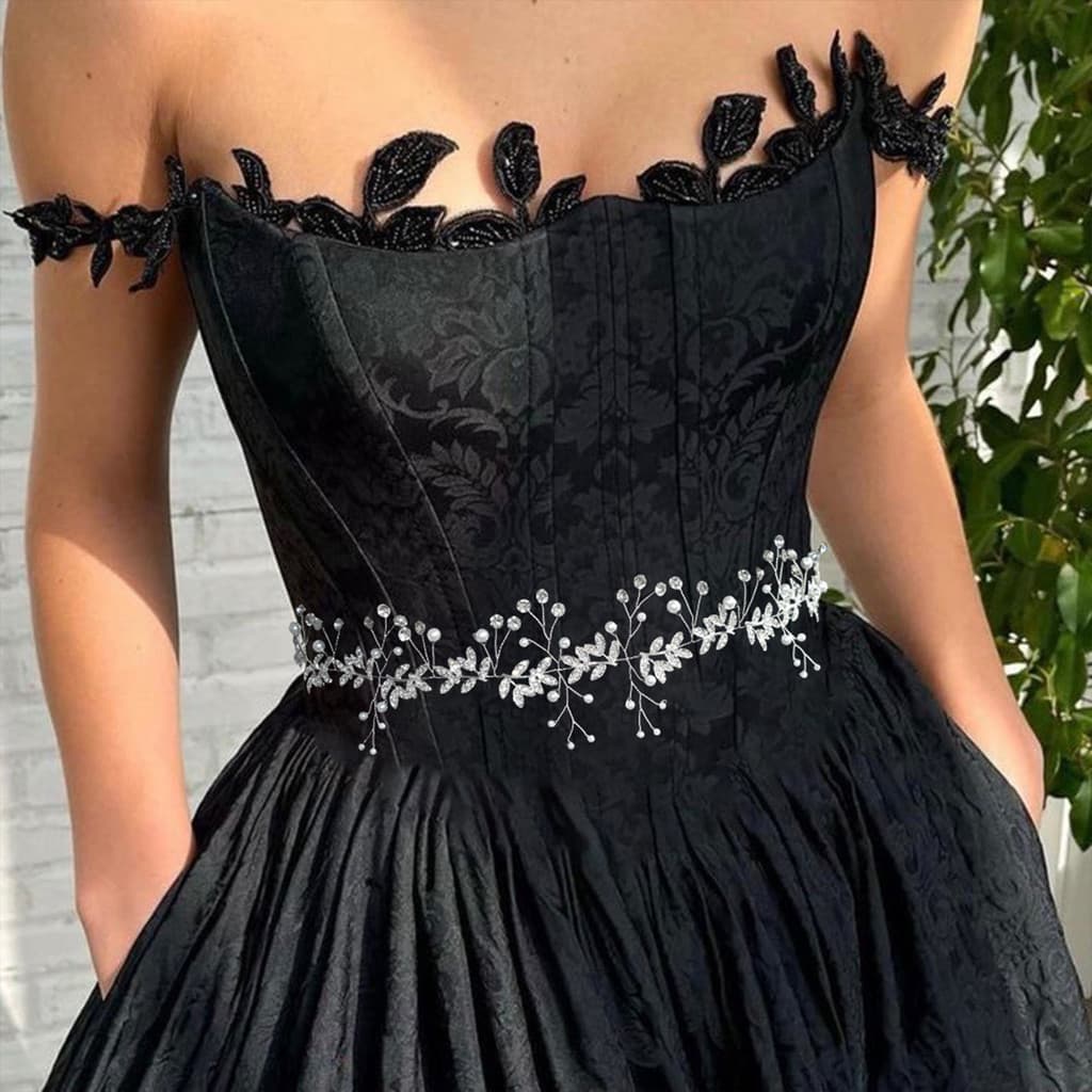 Mulheres Strass Corrente Cinto De Cintura Folha Design Vestido De Casamento Para Vestidos Decorativos Femininos
