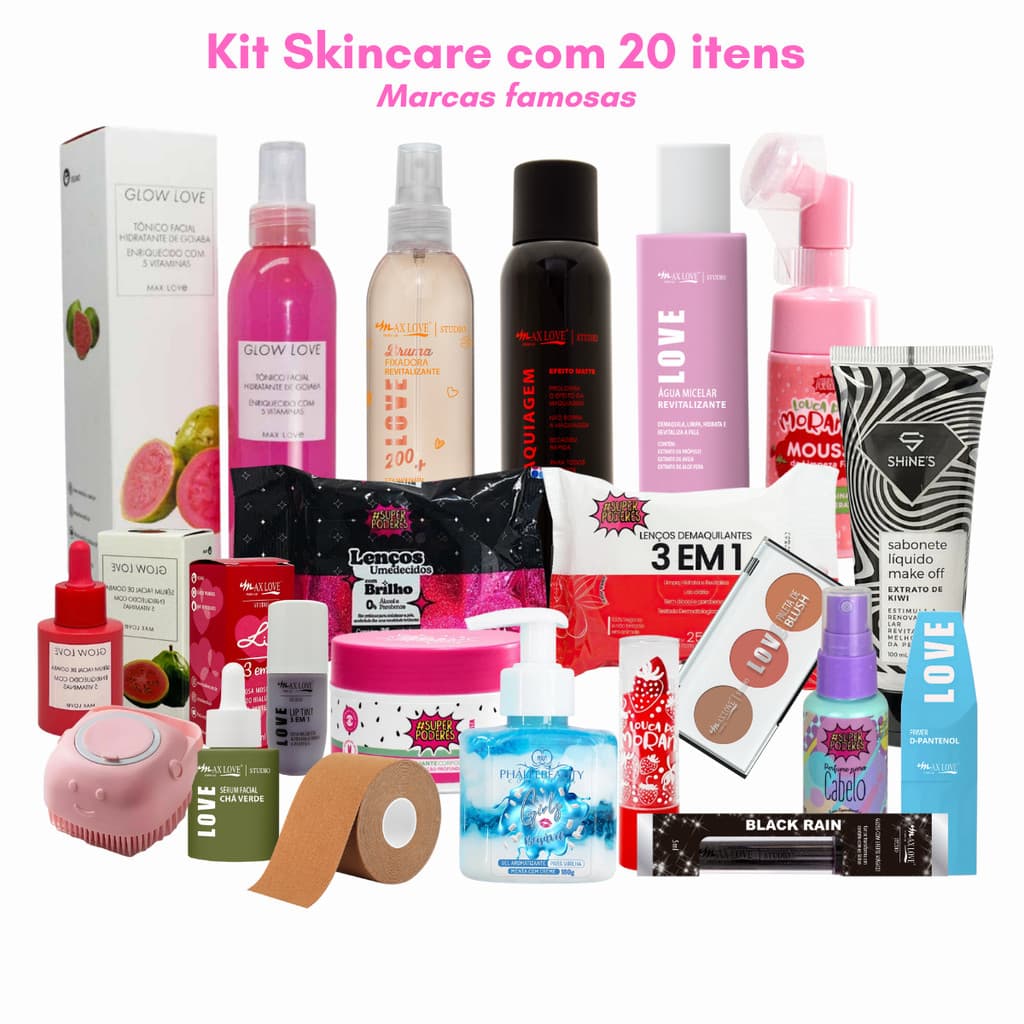 kit de beleza e Skincare 20 Itens Essencias - Maquiagem