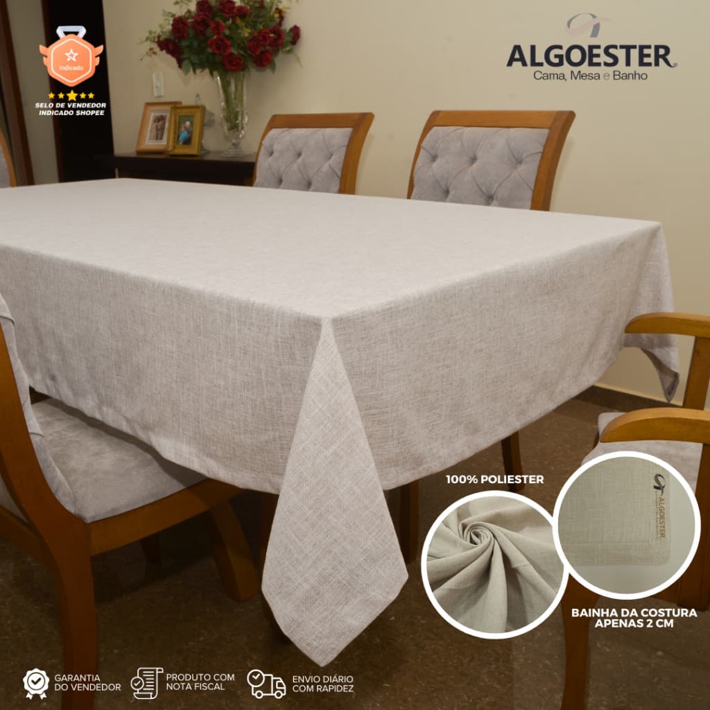 Toalha de Mesa Buffet de Linho Alto Padrao Festas e Decoração e Jantar 4, 6, 8, 10, 12 Lugares