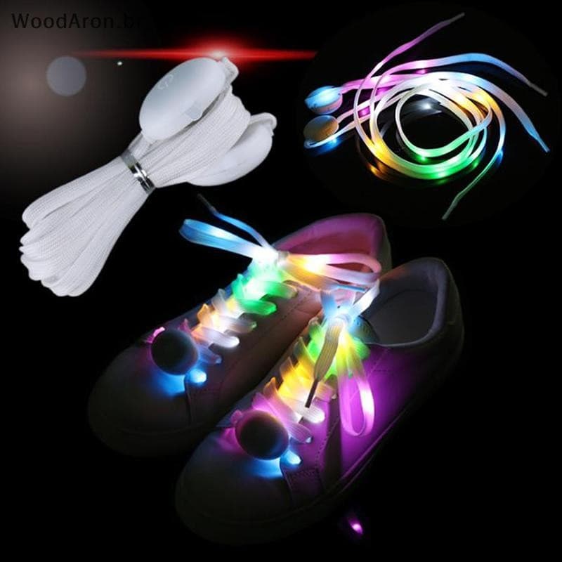 WoodAron LED Cadarços De Sapato Flash Acende Cores Brilho Piscando Algodão Festa Legal br