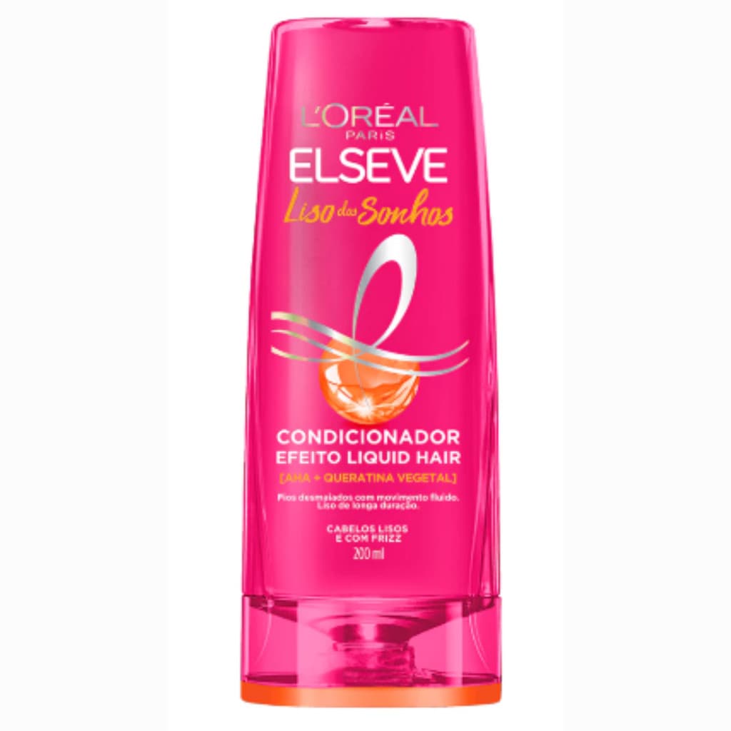 Condicionador Elseve Liso Dos Sonhos LIQUID HAIR / AHA + Queratina Vegetal 200ml