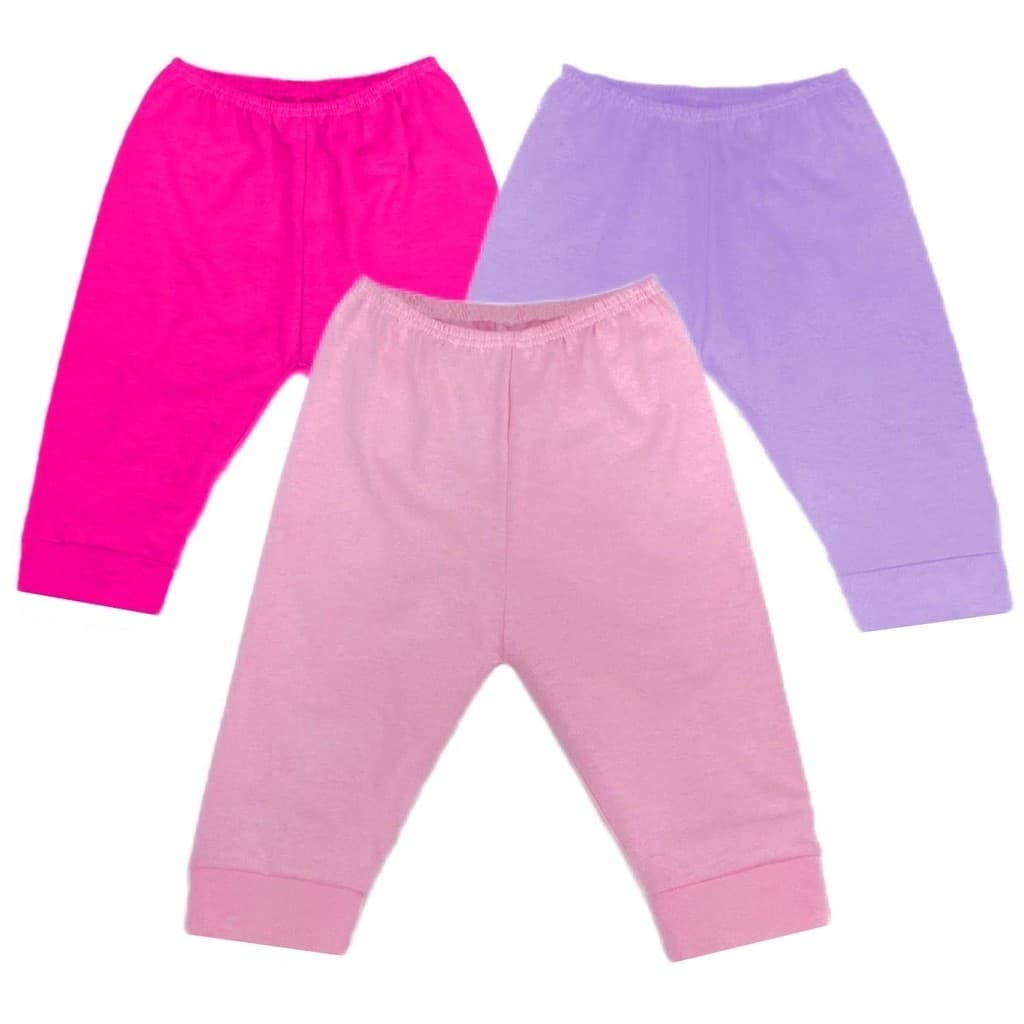 KIT COM 3 CALÇAS MIJÃO PARA BEBÊ P M G 100% ALGODÃO