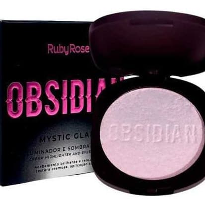 ILUMINADOR E SOMBRA CREMOSO OBSIDIAN RUBY ROSE MYSTC GLAM ACABAMENTO BRILHANTE COR QUARTZ.