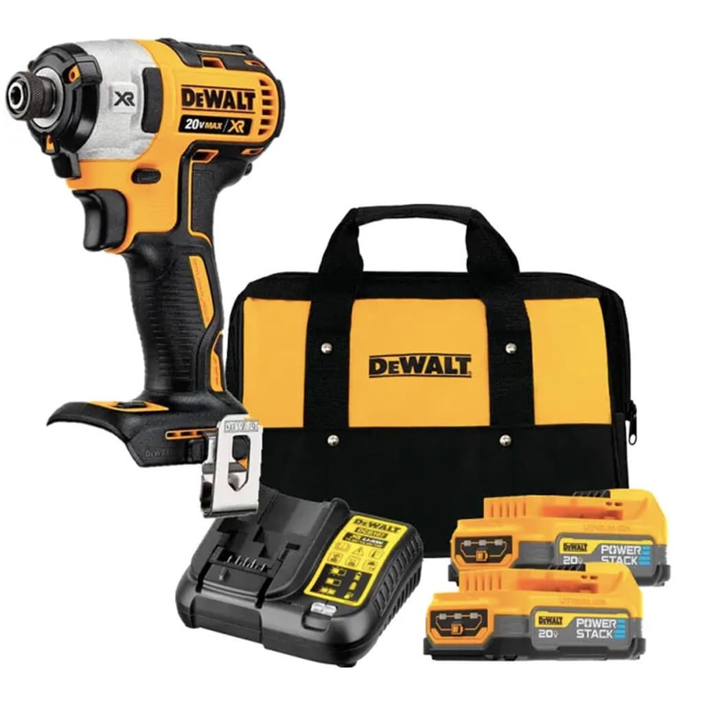 Parafusadeira De Impacto 1/4" Bateria 20v Dewalt Dcf887b-B3 + Kit Bateria Powerstack 1.7a Dcbp034e2