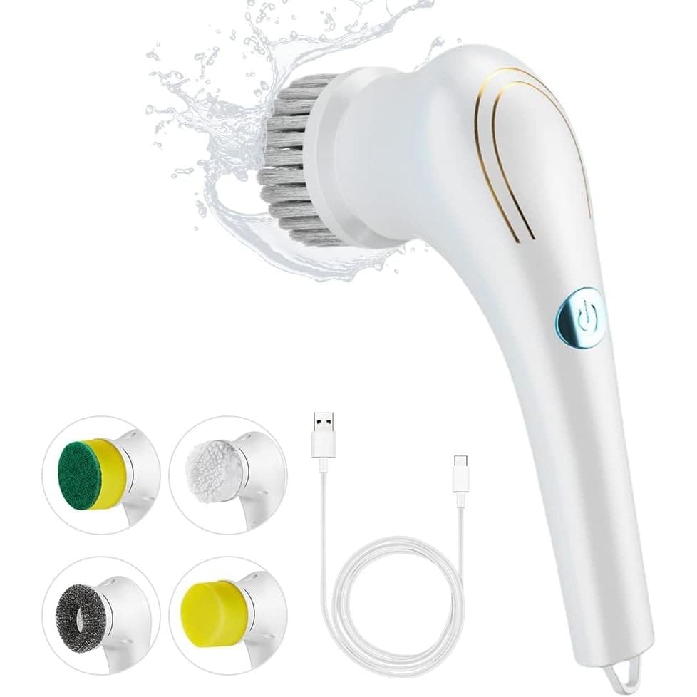 Escova de limpeza multifuncional elétrica giratória com 5 cabeças sem fio portátil para cozinha, banheiro, parede Q-3278