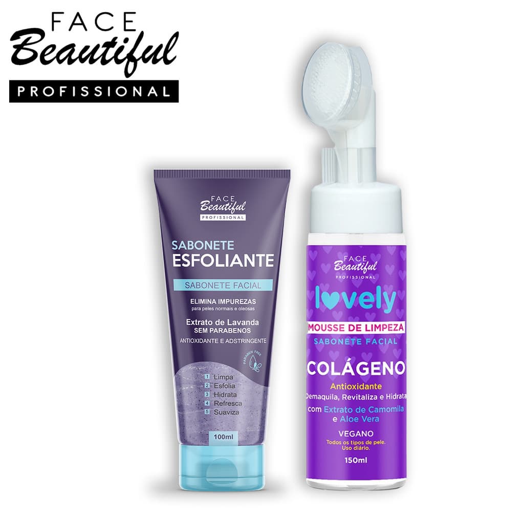 Kit Sabonete Esfoliante Facial e Mousse Facial Skin Care  Face Beautiful
