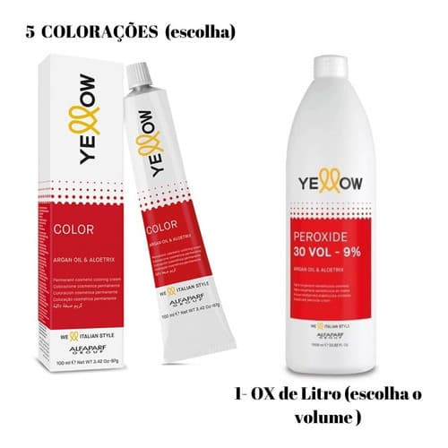 Kit 5 Coloração Profissional Yellow By Alfaparf  + 1 Ox De 1 Litro
