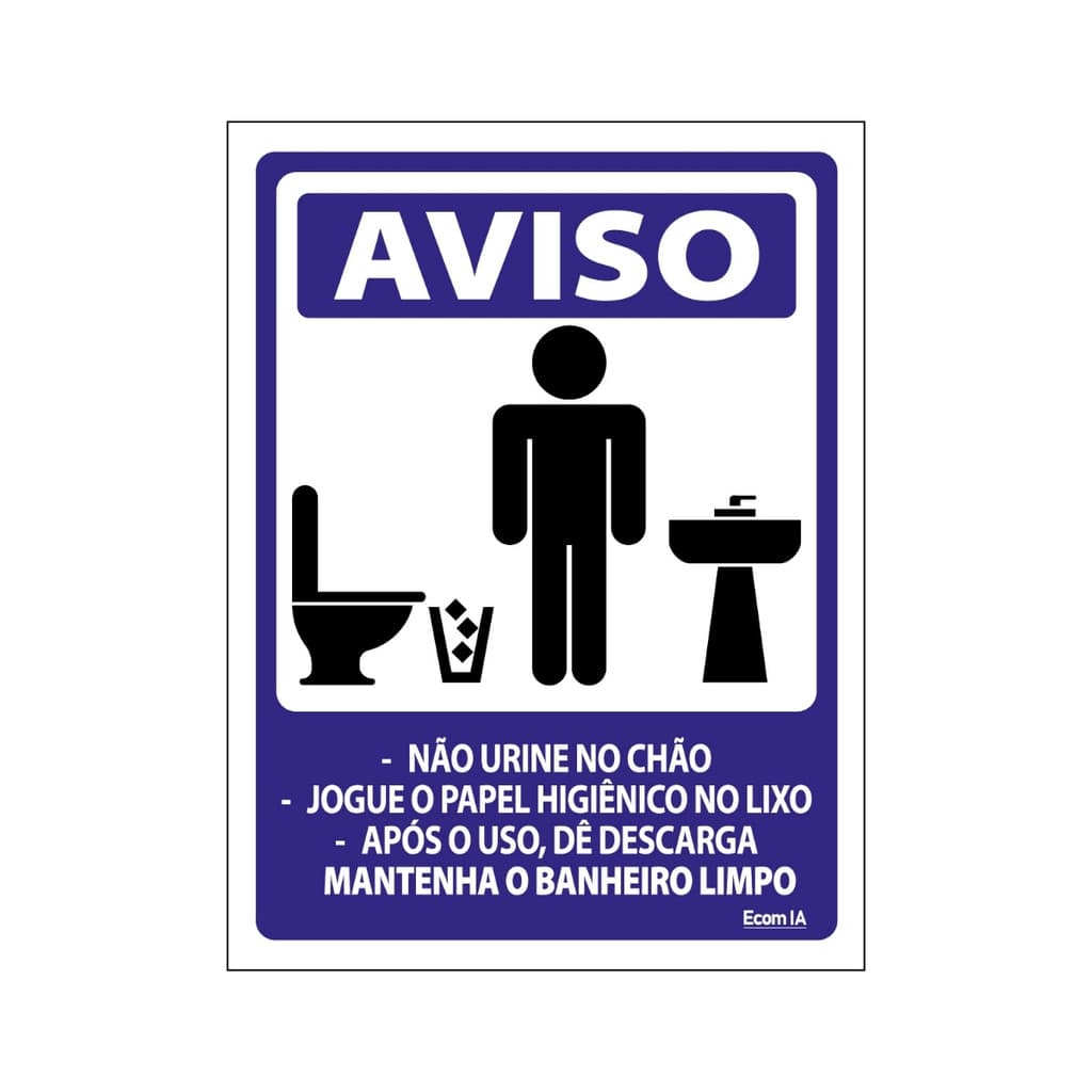 Placa De Sinalização Mantenha O Banheiro Limpo Masculino 15x20 Ecom IA - S-232 F9e