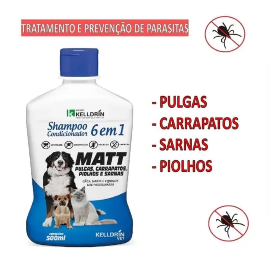 Shampo e condicionador ant-pulga carrapato  piolho e sarna 500ml kelldrin - envio rapido