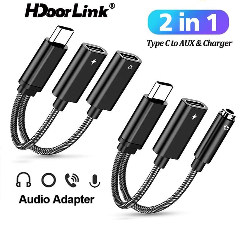 HdoorLink PD Cabo De Carregador Rápido 2 Em 1 USB C Splitter Tipo 3.5 Mm Fones De Ouvido Jack Adaptador De Áudio Para Samsung IOS16