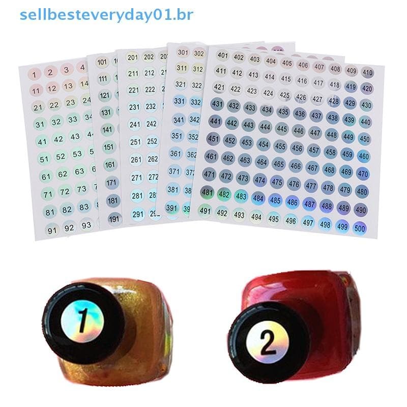 Sellbest 1-500 Etiqueta De Número De Laser Adesivos Artesanato Esmalte Etiquetas De Cor Labial Adesivo .
