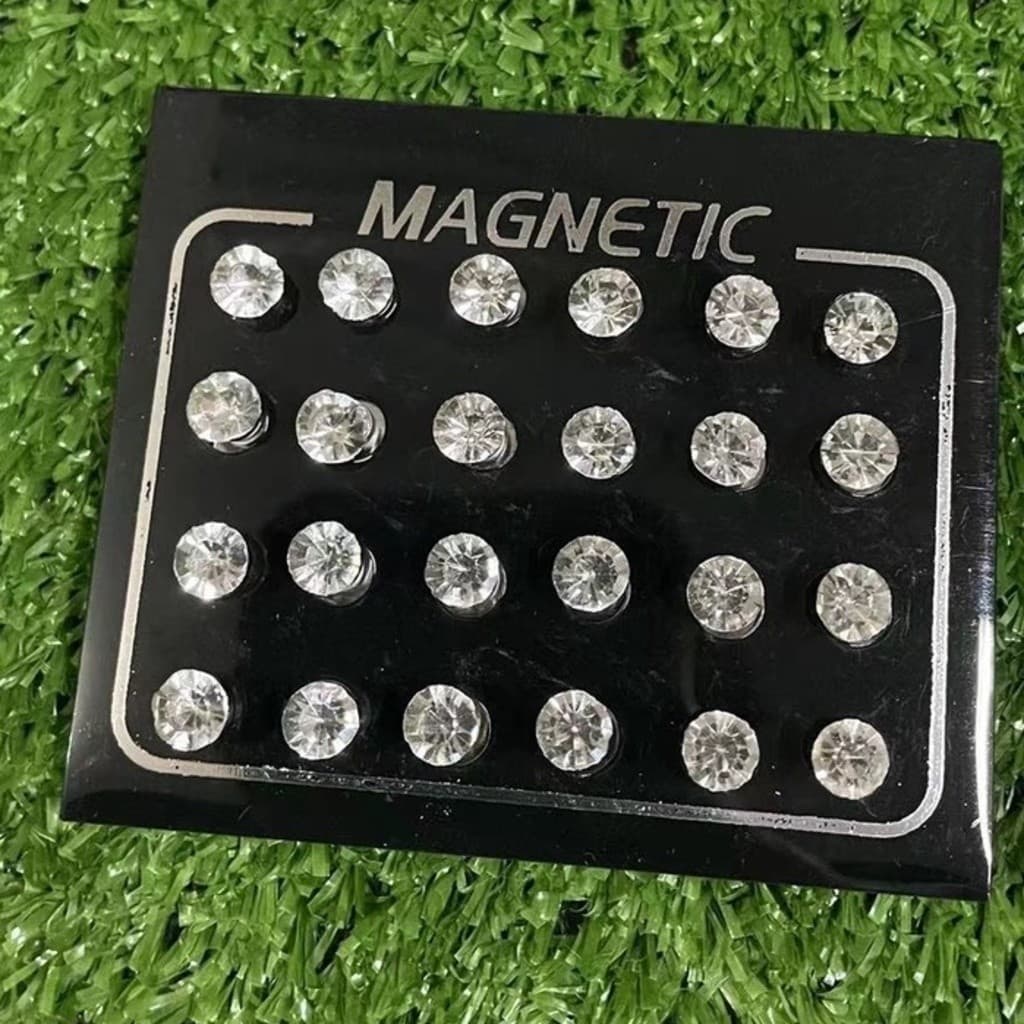 12Par  Brinco de Pressão Magnético Brilhante, masculino e feminino. Não precisa de furo.