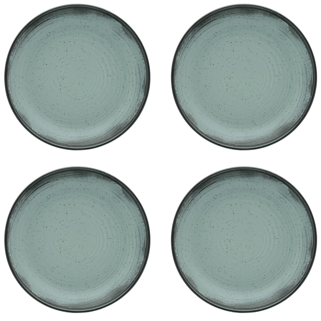 Kit Jogo 4 Pratos Rasos Moderno Verde Pacífico Oxford 26 cm Cerâmica