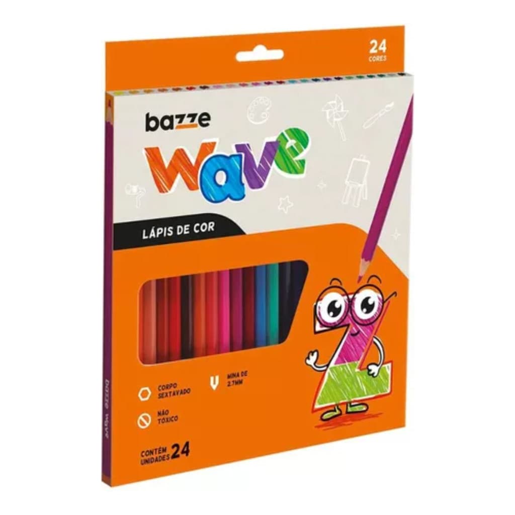 Lápis De Cor 24 Unidades Wave Bazze Sextavado