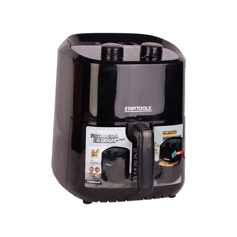 Fritadeira Elétrica Air Fryer Preto 127V - 3,4 Litros sem óleo antiaderente fácil de limpar