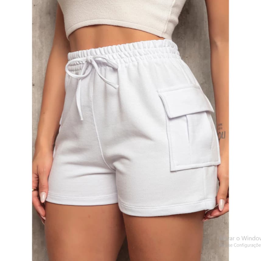 Short cargo Feminino Moletom Moletinho Shortinho Soltinho Confortável Algodão