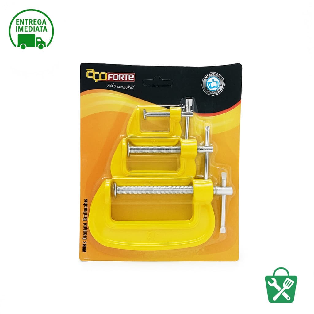 Conjunto com 3 Grampos Sargento em Ferro – Durabilidade e Envio Rápido