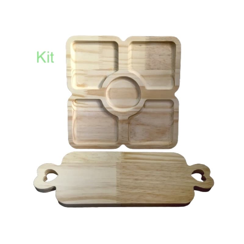 Conjunto de Petisqueira e Tábua com Alça para Mesa Posta