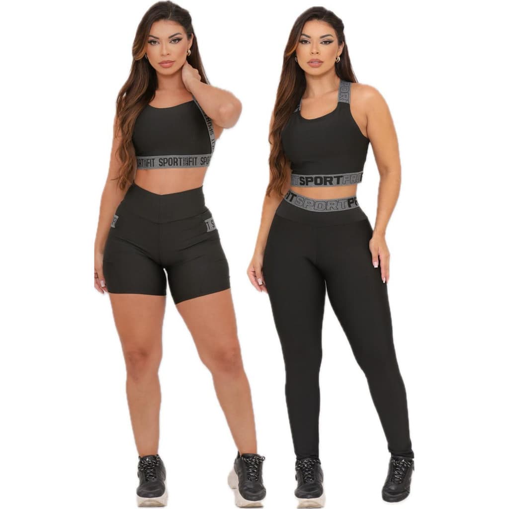 Kit 2 Conjuntos Academia Fitness Feminino