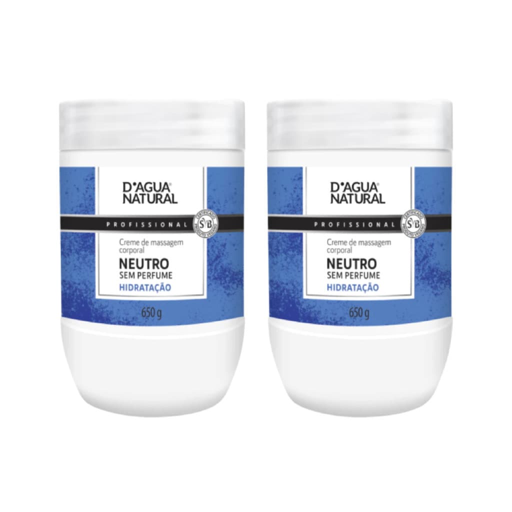 Dagua Natural  Creme De Massagem Corporal Neutro Hidratação 650g Profissional Kit Com 2