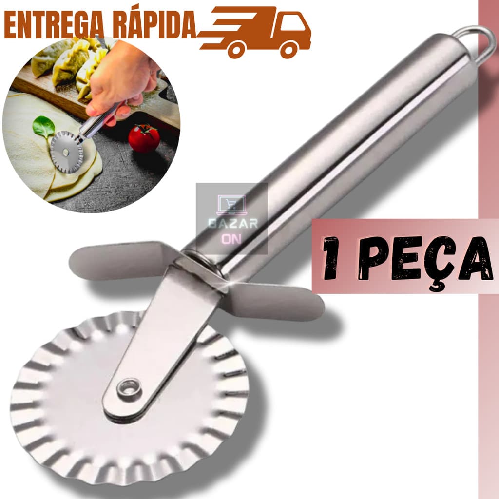 Cortador Fechador De Pastel Pizza Fogazza Massas Carretilha Selador Lisa Em Aço Inox